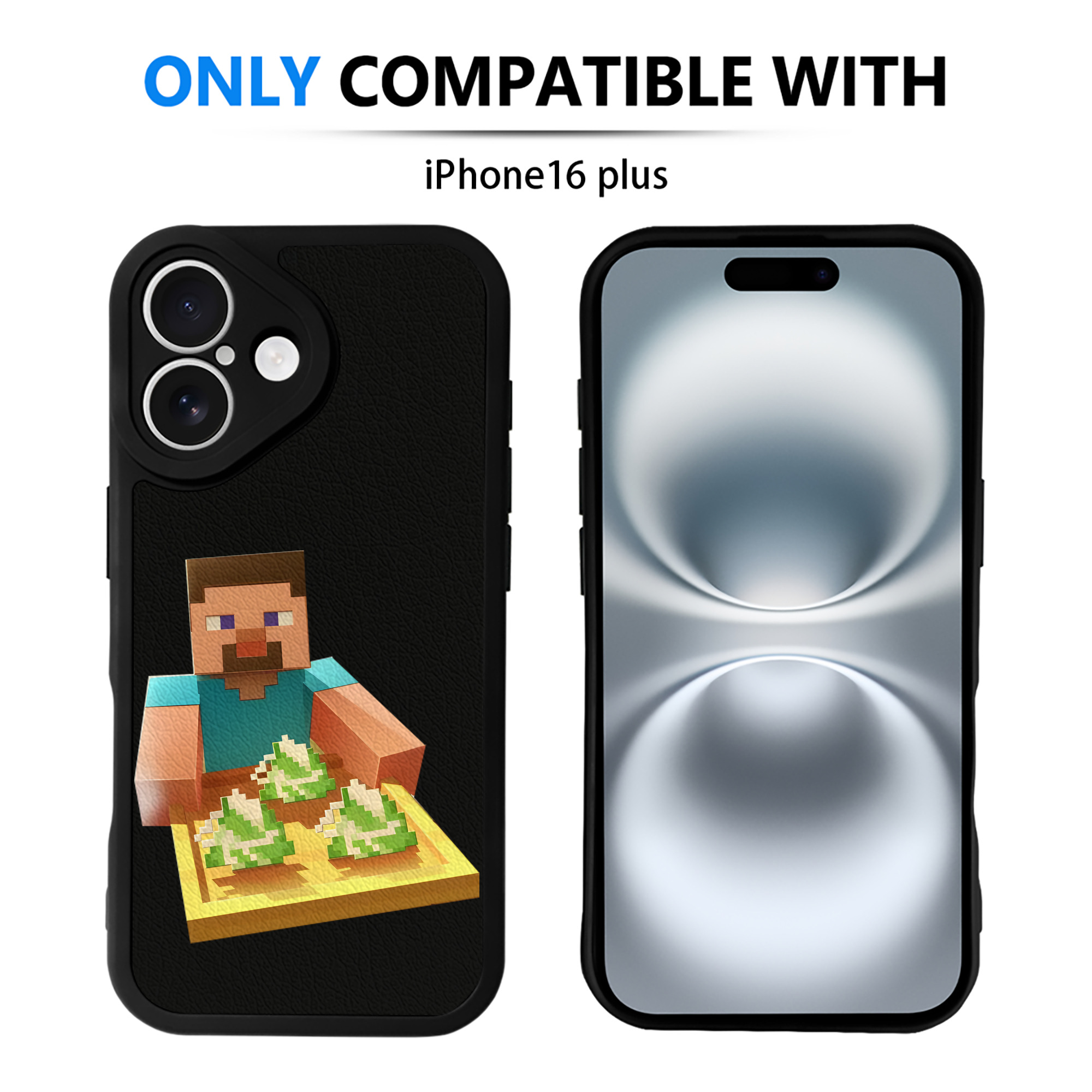 （画像用） マインクラフト ブロックの世界 Minecraft MC Block world 【iPhone 16シリーズ対応】シリコンスマホケース（レザー調） 材質：シリコン